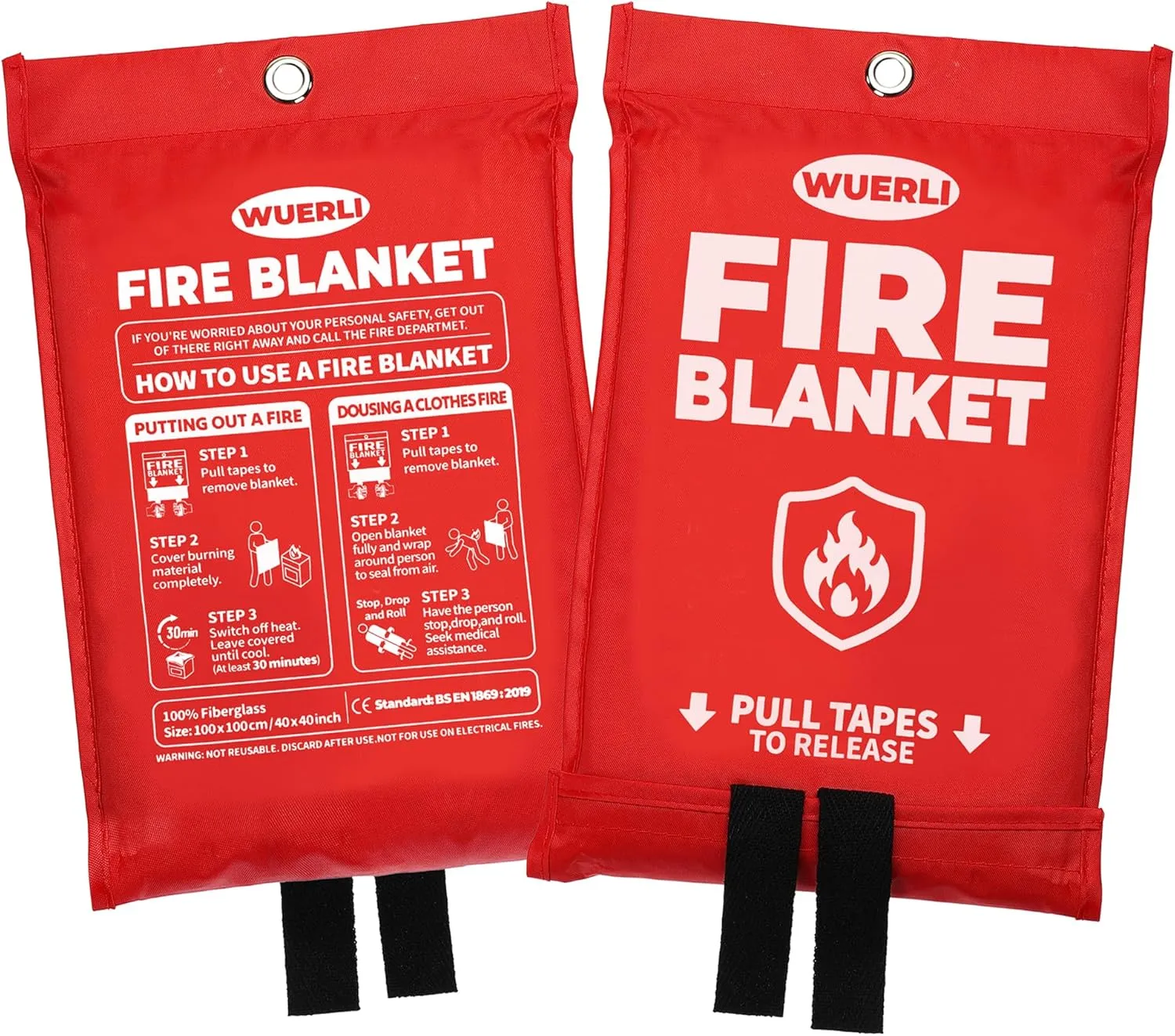 Emergency Fire Blanket, Fire Blanket for Home and Kitchen,40" x 40",2 Pack