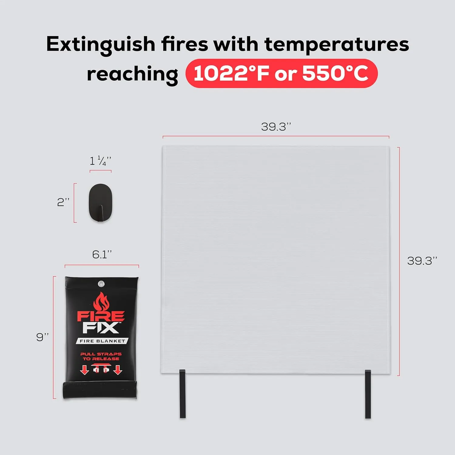 Emergency Fire Blanket for Home & Kitchen | 2-Pack   Mount | Fire Extinguisher for Camping Gear, Car Safety, Hiking, Survival Kit & Welding | Flame Retardant Preparedness Supplies 39" x 39"