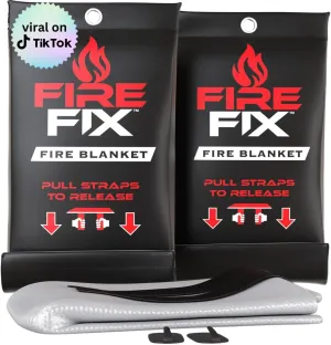 Emergency Fire Blanket for Home & Kitchen | 2-Pack   Mount | Fire Extinguisher for Camping Gear, Car Safety, Hiking, Survival Kit & Welding | Flame Retardant Preparedness Supplies 39" x 39"