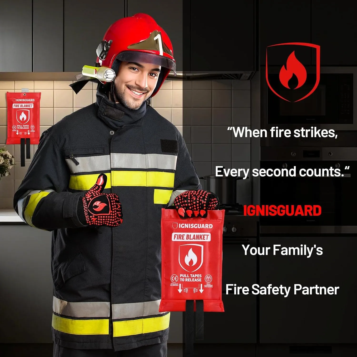 Emergency Fire Blanket for Home and Kitchen, 4-Pack 40"x40", Fiberglass Fire Blankets Emergency for Home BBQ Grill Camping Car Office Warehouse Picnic Fireplace Fireproof Survival Safety