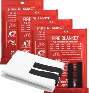 Emergency Fire Blanket for Home and Kitchen Fiberglass Fire Suppression Blanket (39''X39'') Great for School, Fireplace, Grill, Car, Office, Warehouse (4PCS)
