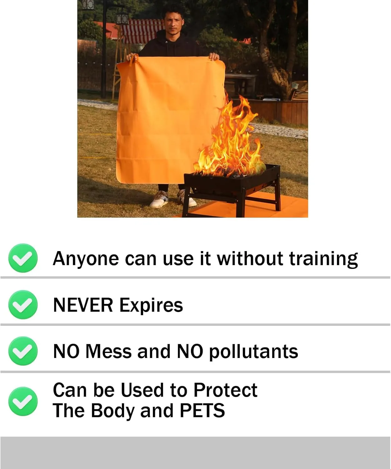 Emergency Fire Blanket for Home and Kitchen-Orange-C 1 Pack 39.3"x39.3" Silicone Fiberglass Fire Blankets Emergency for House Fireplace, Grill, BBQ,Camping,Warehouse Emergency Survival Safety
