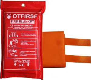 Emergency Fire Blanket for Home and Kitchen-Orange-C 1 Pack 39.3"x39.3" Silicone Fiberglass Fire Blankets Emergency for House Fireplace, Grill, BBQ,Camping,Warehouse Emergency Survival Safety