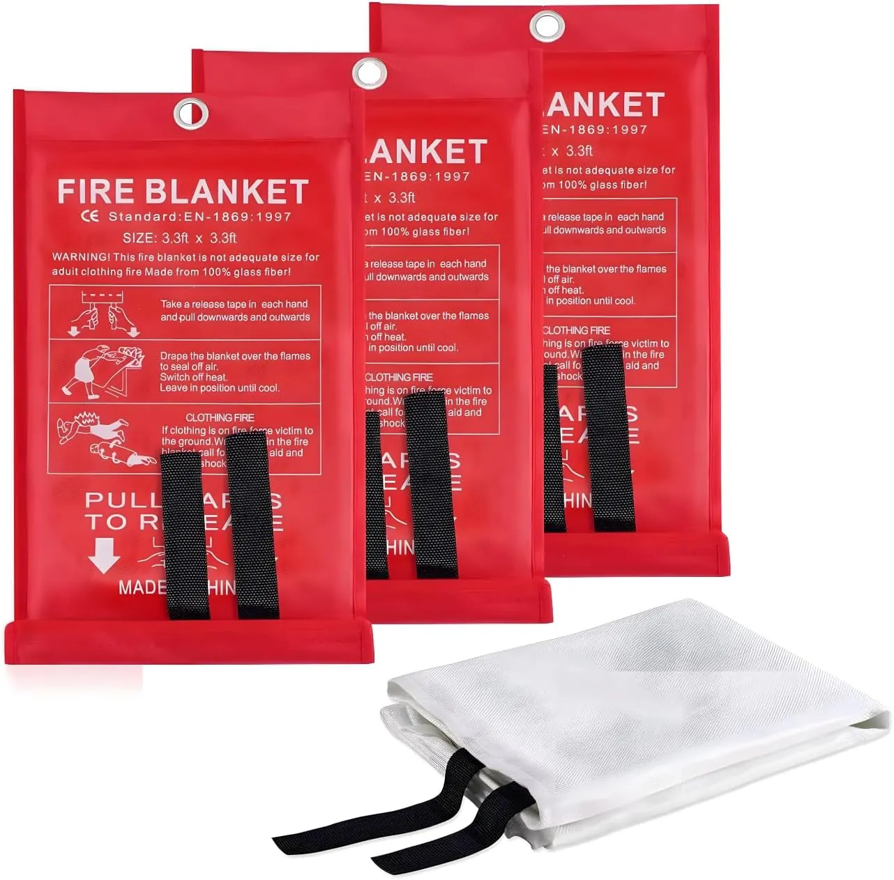 Emergency Fire Blanket HomeKitchen, Suitable for Emergency Fire Retardant, Protect Life Safety, 3 Packs Cover More Comprehensive, Kitchen, Car, Office, Warehous.