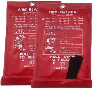 Emergency Fire Blanket Set - 2-Pack - Kitchen Fire Blanket, 40" x 40" Home Safety Blanket, Fiberglass Fireproof Blanket. (2)
