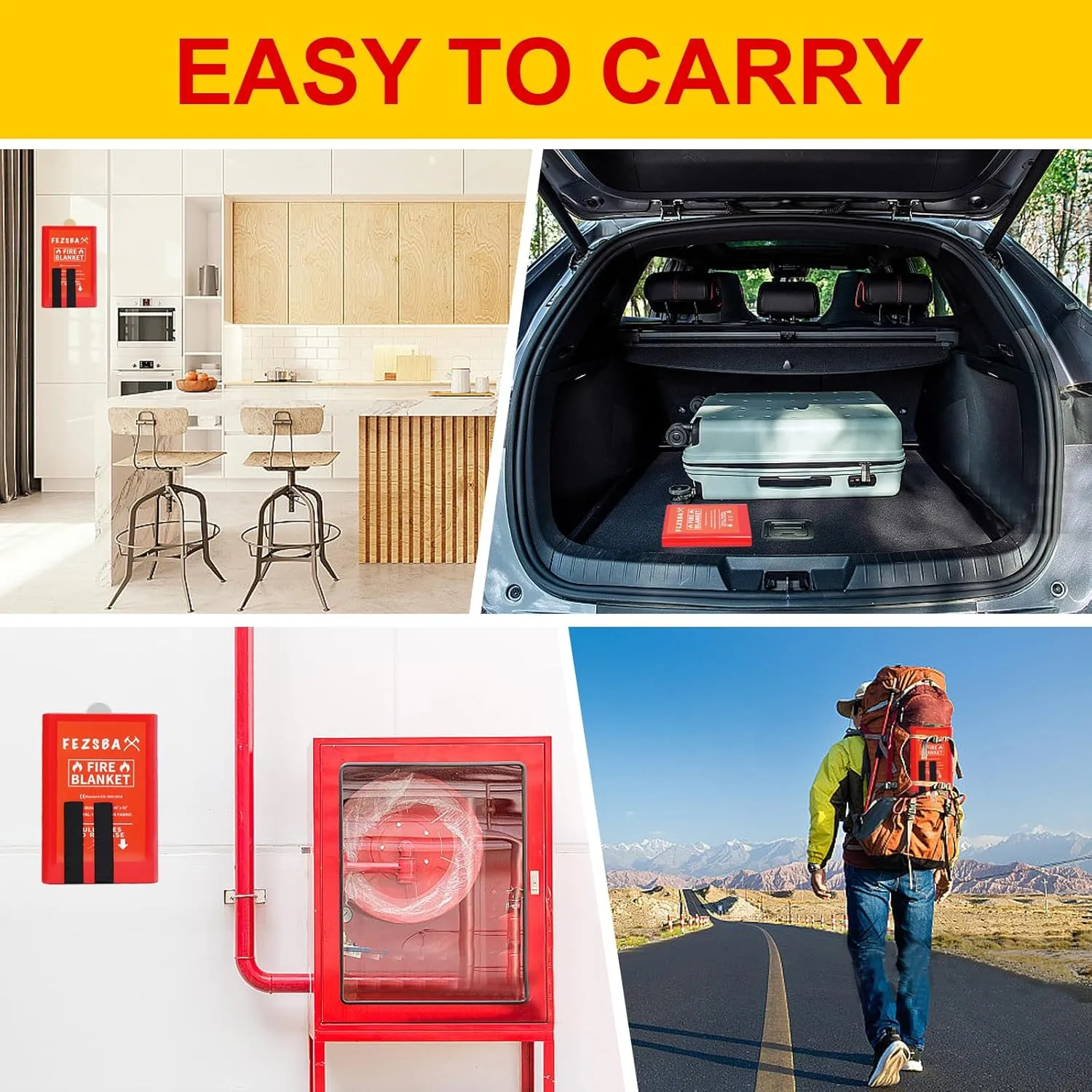 Emergency Fire Blankets,Fire Safety Blanket for Kitchen Home, Fire Supression Blanket Good for School Safety, Fireplace, and Camping,Hurricane Preparedness Items (2, Pack Case 40x40 inches)