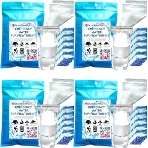 Emergency Water Purification Tablets, Aquatabs 200 pk Water Purifying Tablets, 4pk Whirl-Pak Water Bags, 8X Prefilters for Debris Filtration, Survival Kits for Disaster Preparedness (4)