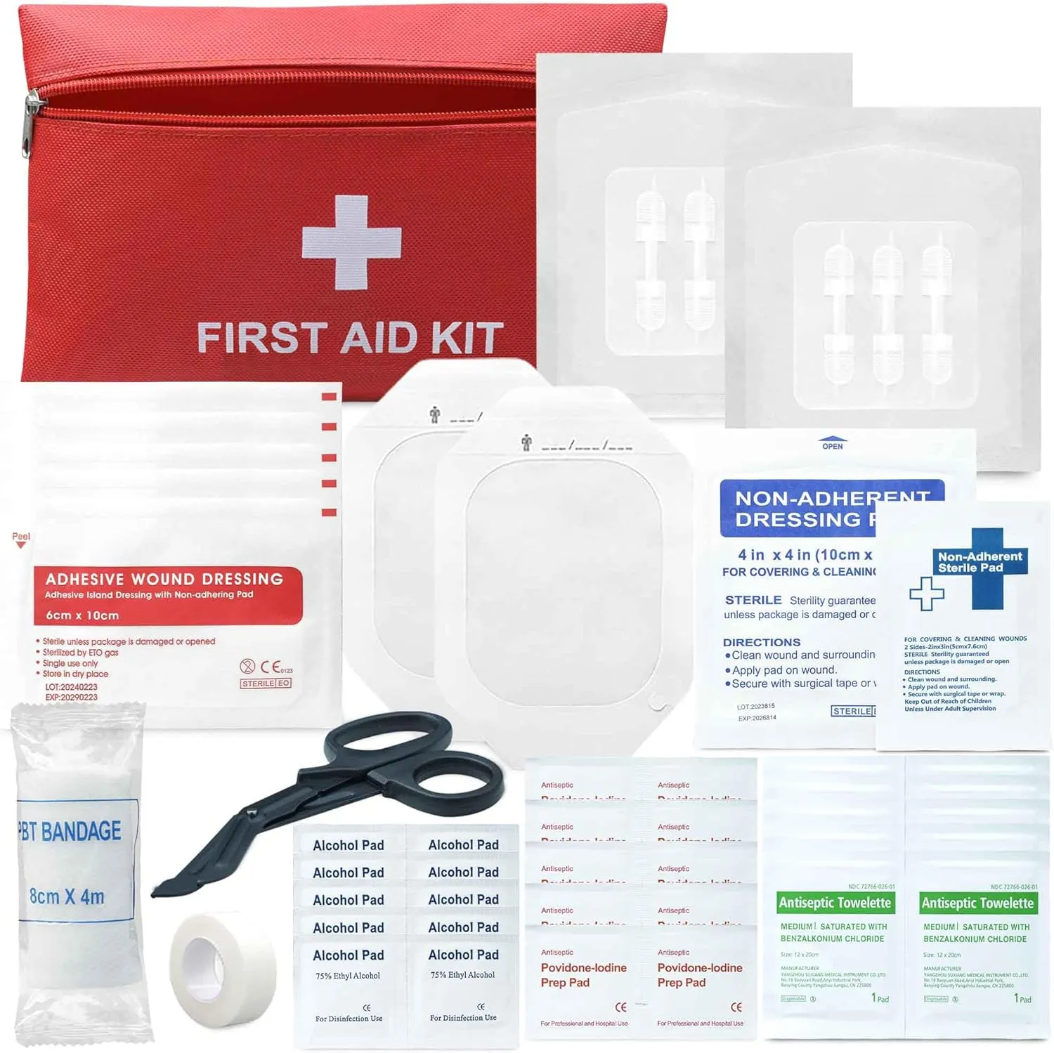 Emergency Wound Closure Strips Kit Set,Sutures Butterfly Bandaids, Ifak Trauma Kit Refill First Aid Supplies for Hiking Camping Backpacks, Zip Stitch Wound Closure Strips (White, Small)