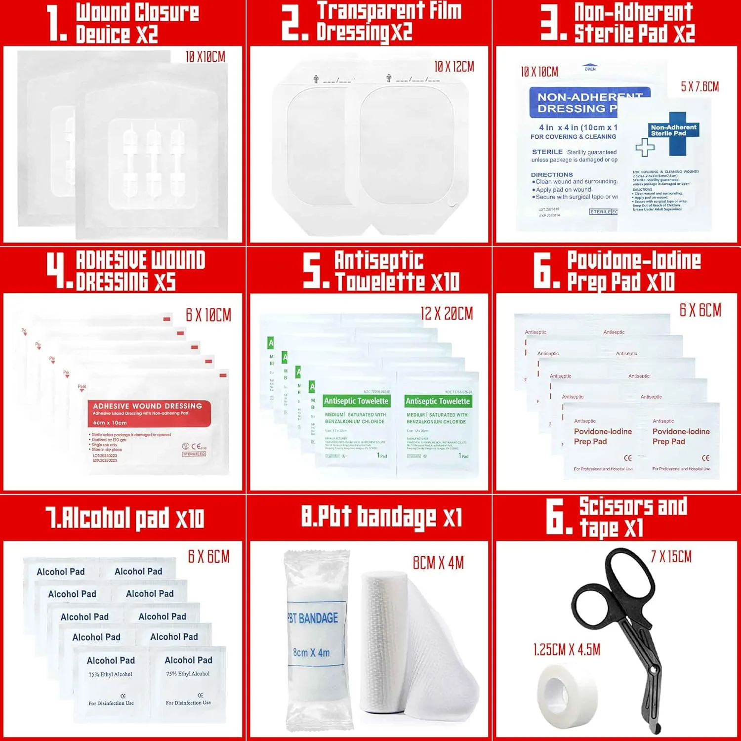 Emergency Wound Closure Strips Kit Set,Sutures Butterfly Bandaids, Ifak Trauma Kit Refill First Aid Supplies for Hiking Camping Backpacks, Zip Stitch Wound Closure Strips (White, Small)