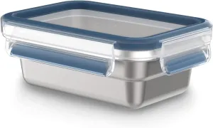 EMSA Clip&Close Inox Storage Container 0.5 L, Lightweight and Hygienic, 304 Stainless Steel, Waterproof, Freezer, Oven, Dishwasher, Clip Lid, German Technology N1150300