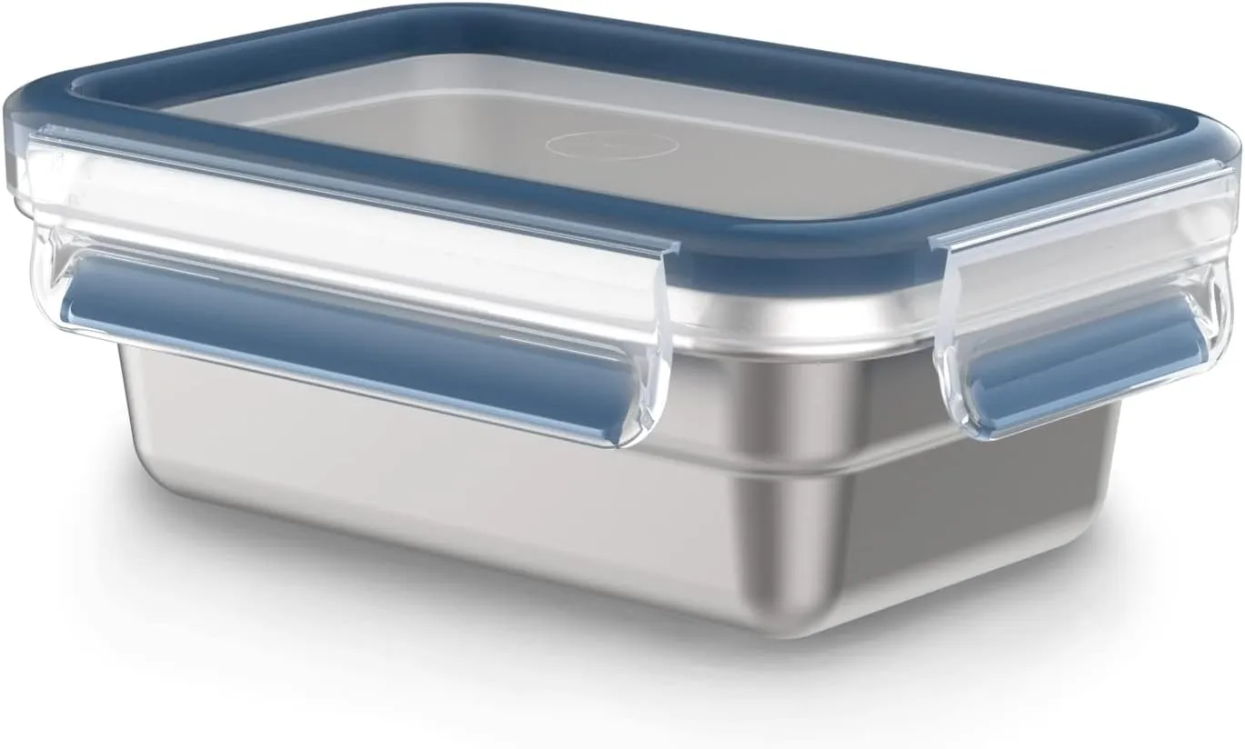 EMSA Clip&Close Inox Storage Container 0.5 L, Lightweight and Hygienic, 304 Stainless Steel, Waterproof, Freezer, Oven, Dishwasher, Clip Lid, German Technology N1150300