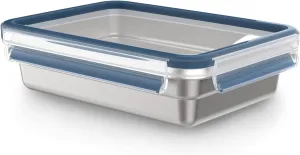 EMSA Clip&Close Inox Storage Container 1.2 L, Lightweight and Hygienic, 304 Stainless Steel, Waterproof, Freezer, Oven, Dishwasher, Clip Lid, German Technology N1150500