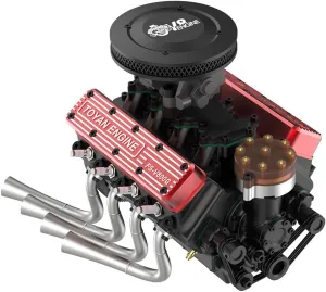 Engine Model Kits, 1/10 Scale Water-Cooled V8 Engine Kit for Adults, Engine Motor Model Educational Physics Experiment STEM Model - RTR