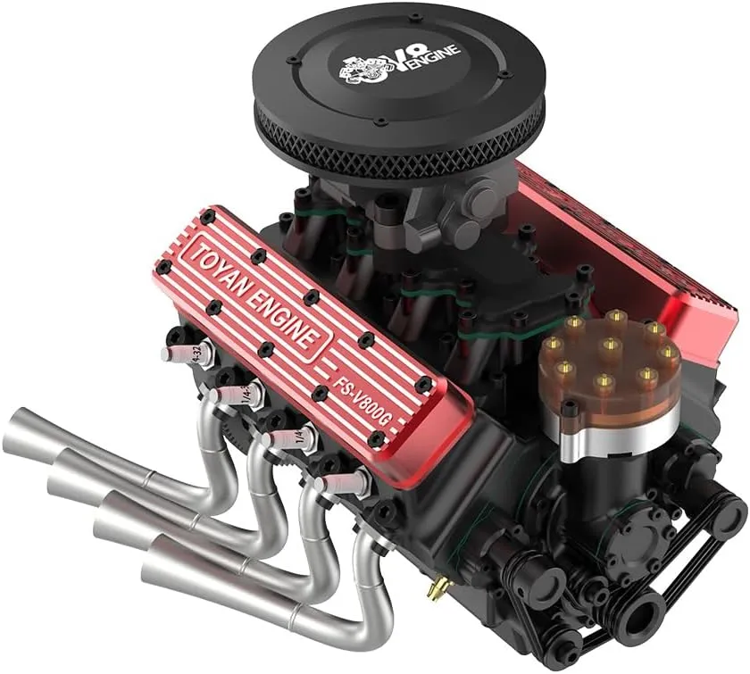 Engine Model Kits, 1/10 Scale Water-Cooled V8 Engine Kit for Adults, Engine Motor Model Educational Physics Experiment STEM Model - RTR