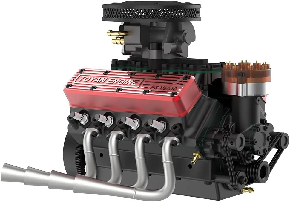 Engine Model Kits, 1/10 Scale Water-Cooled V8 Engine Kit for Adults, Engine Motor Model Educational Physics Experiment STEM Model - RTR