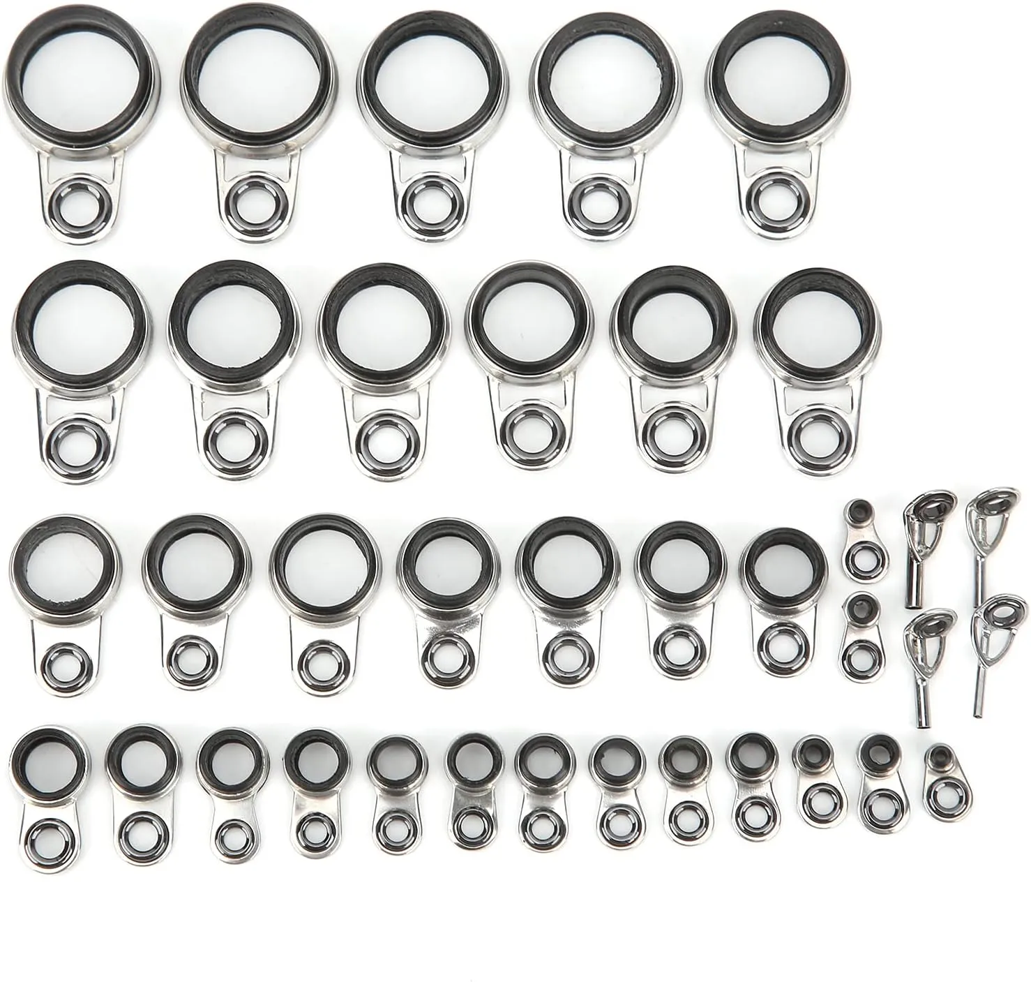 Enhanced Durability Fishing Rod Guide Set for Enthusiasts Ceramic Stainless Steel Kit for Surf Casting and Telescopic Rods
