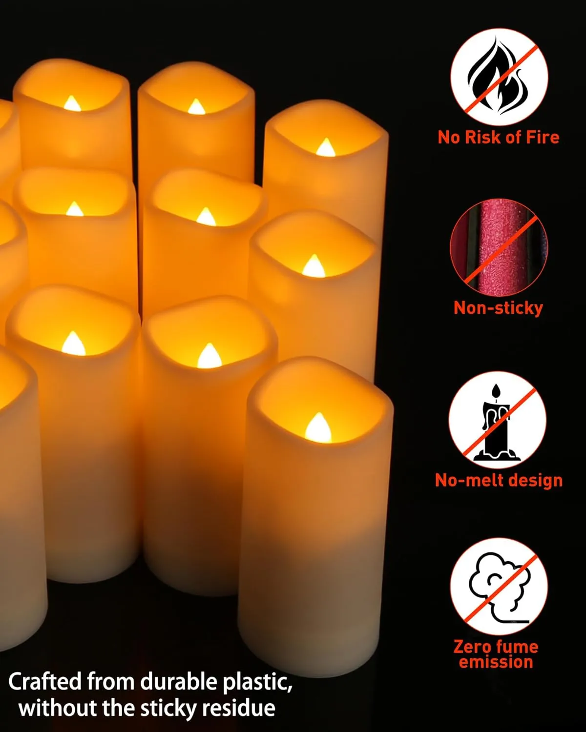 Enido 12 Pc Flameless LED Candles with Remote & Timer, Outdoor Waterproof, Flickering Electric Warm Lights for Cozy Home & Holiday Romantic Decor, Battery Operated (D 2.2” x H 4”/5”/6”
