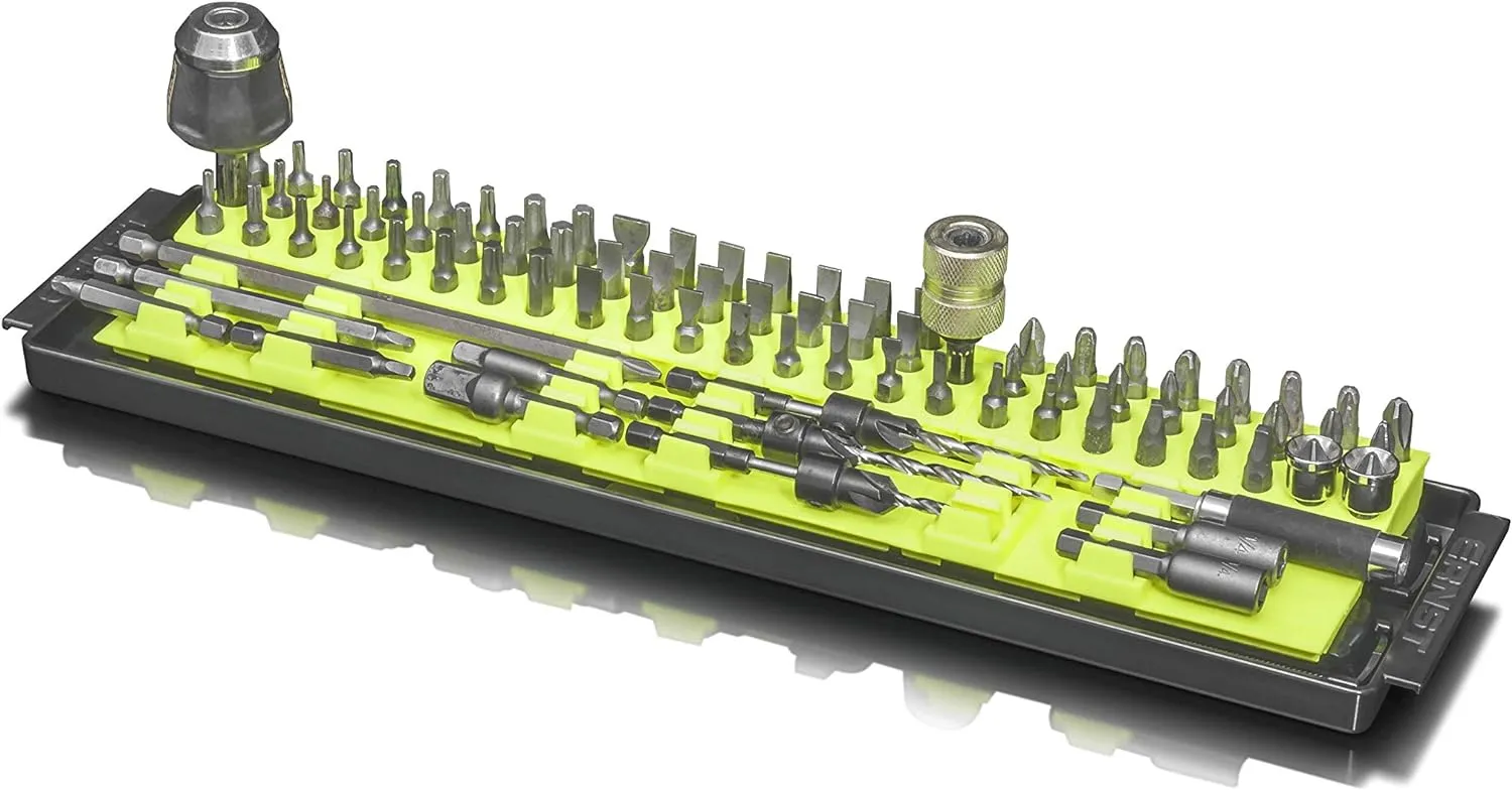 Ernst Manufacturing Bit Boss High-Density Bit Organizer for Vertical or Horizontal Storage, 90 Tool, High-Visibility with Push Button Release (Model 5720HV)