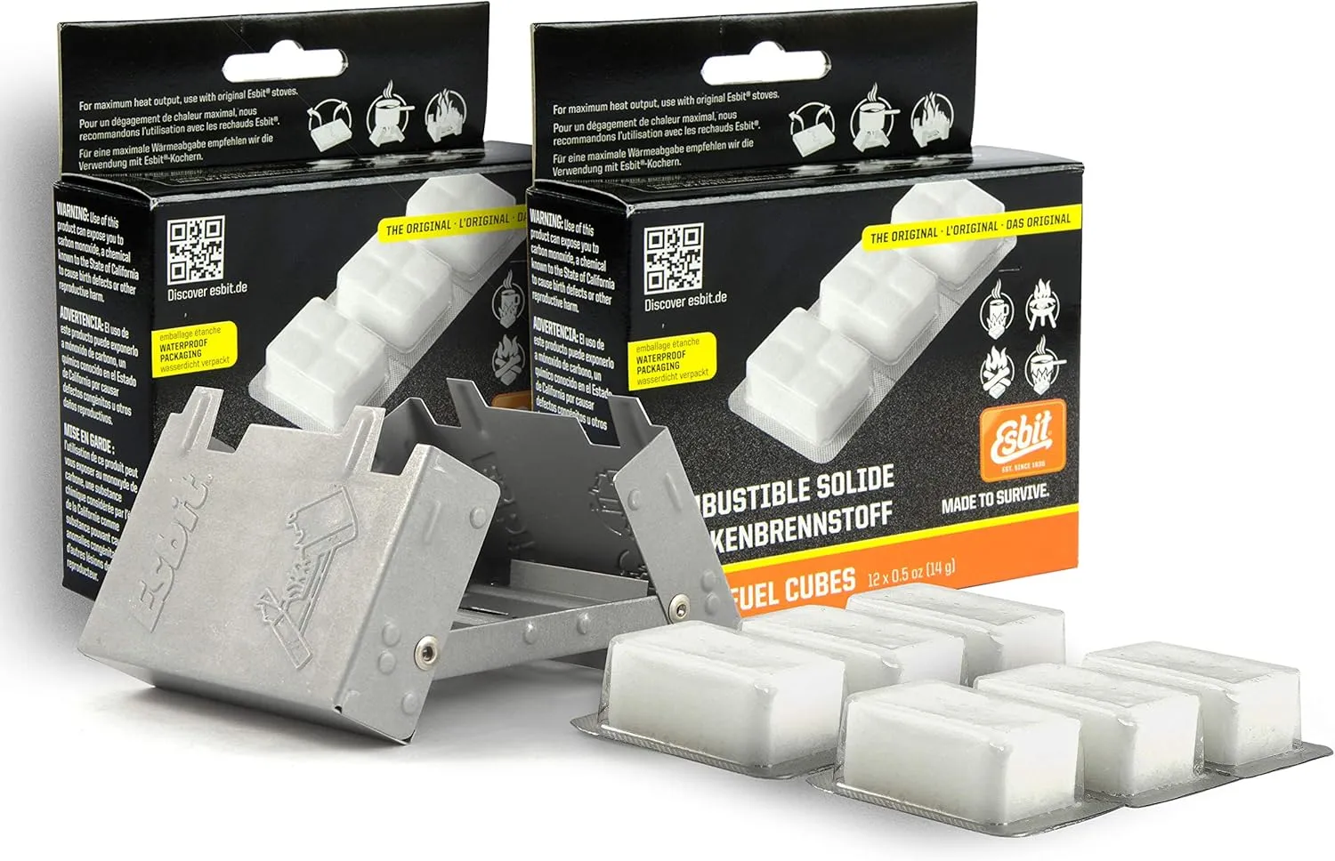 Esbit Ultralight Folding Pocket Stove Bundle with Extra Fuel Includes Thirty 14g Solid Fuel Tablets