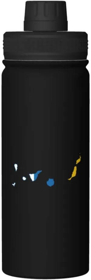 ETHORY Flag Map of Canary Islands Water Bottle 18OZ Stainless Steel Insulated Water Bottles With Spout Lid Sports Keep Cold and Hot Water Bottle For Biking Hiking