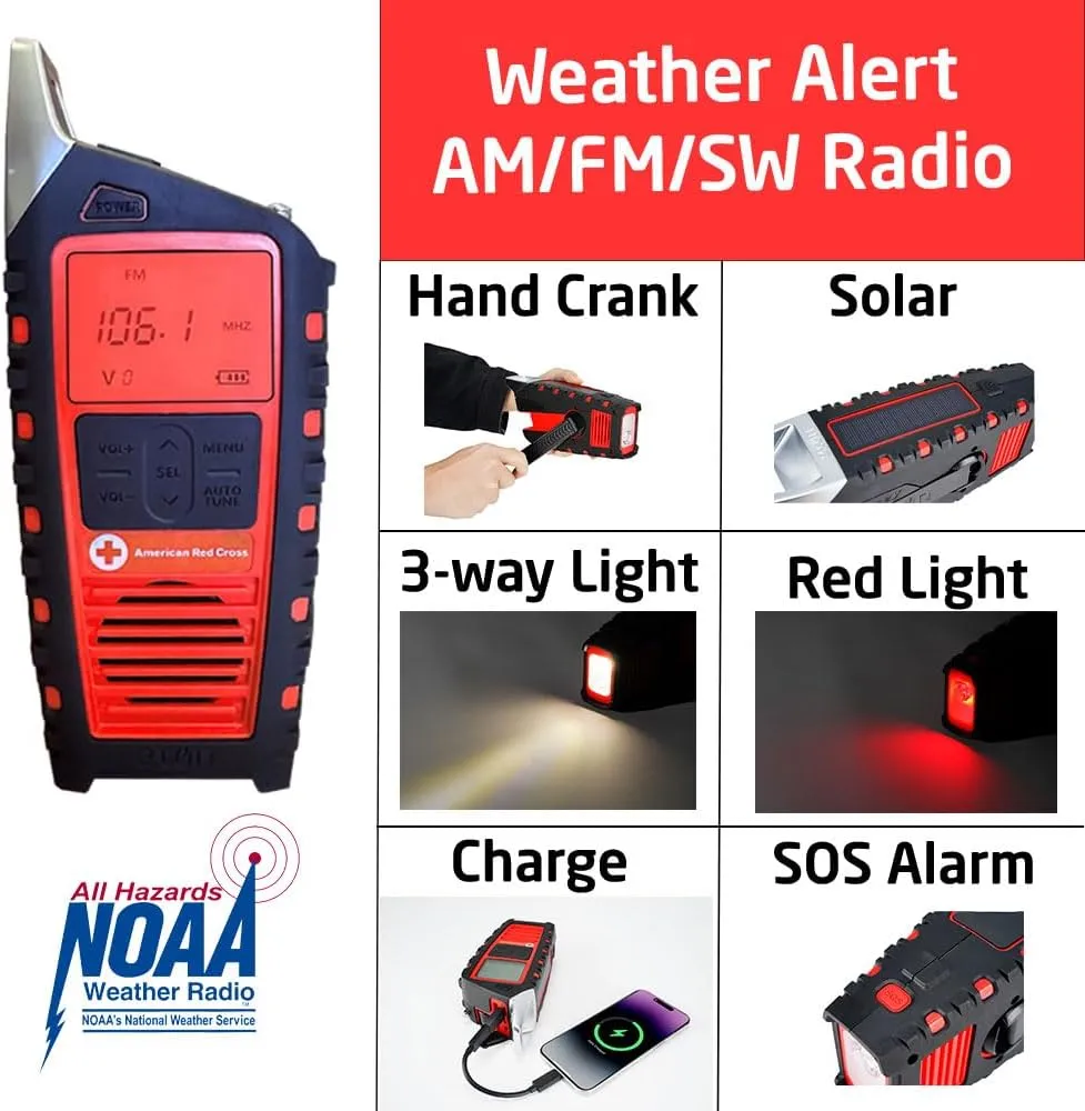 Eton Odyssey Adventure Hand Crank NOAA Weather Radio, All Band Emergency Radio, AM/FM Shortwave Storm, Bluetooth, Phone Charger, RDS, Solar, Multi-Function Flashlight, Camping, Hiking