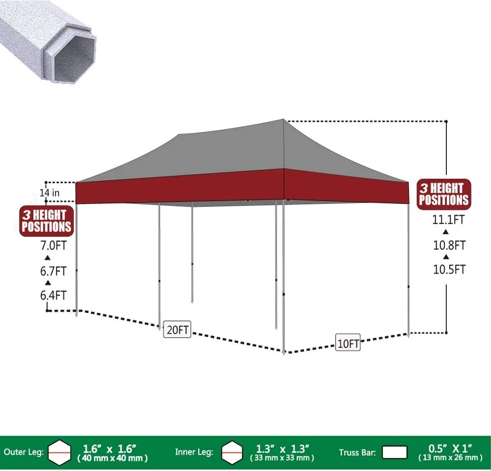 Eurmax USA Premium 10'x20' Pop-up Canopy Tent Commercial Instant Canopies Shelter with Heavy Duty Wheeled Carry Bag Bonus 4 Sand Bags (Forest Green)