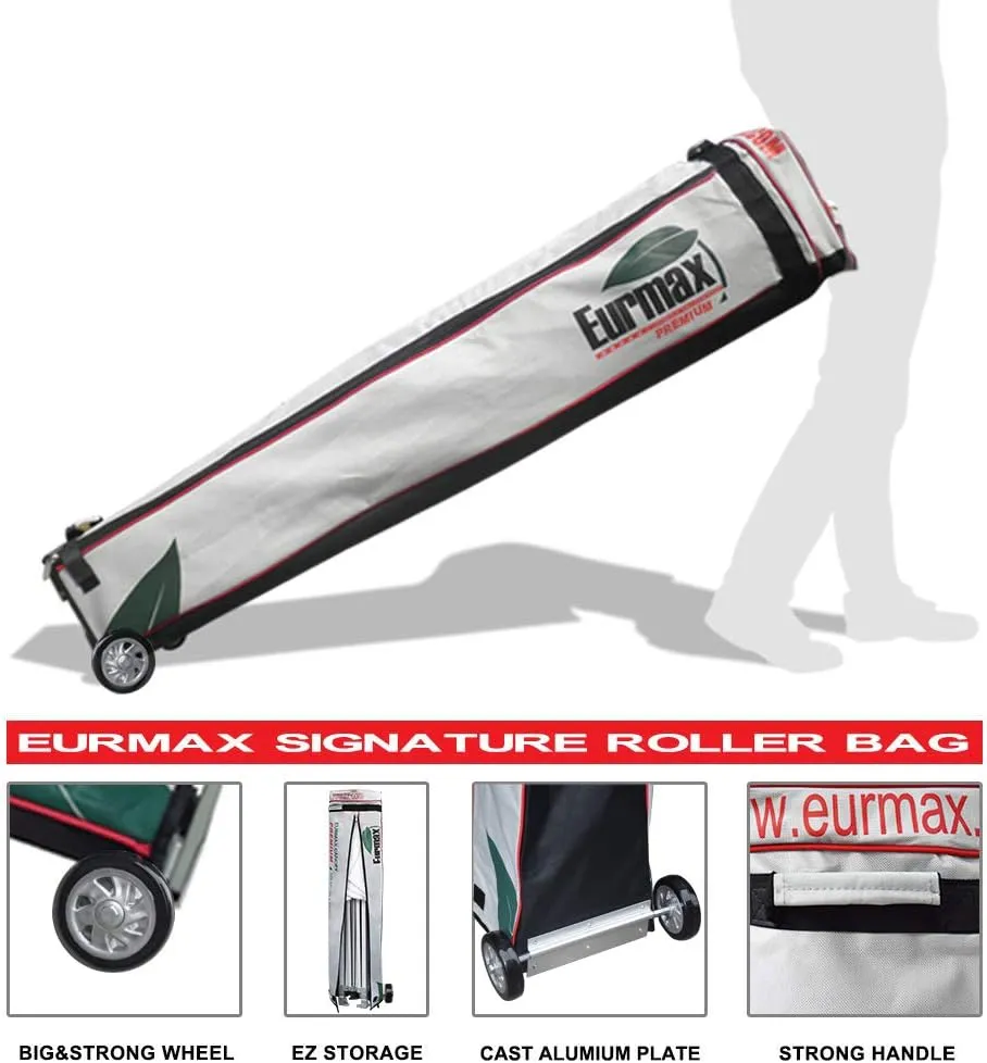 Eurmax USA Premium 10'x20' Pop-up Canopy Tent Commercial Instant Canopies Shelter with Heavy Duty Wheeled Carry Bag Bonus 4 Sand Bags (Forest Green)