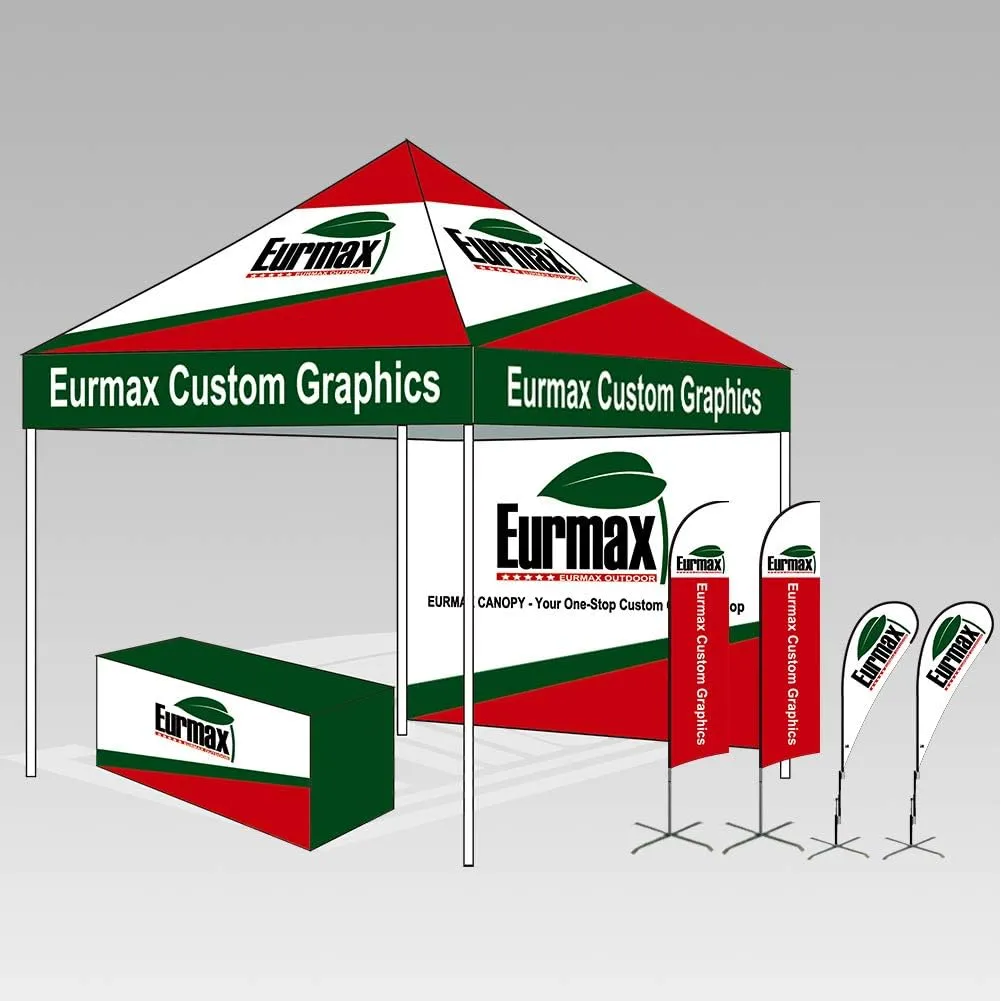 Eurmax USA Premium 10'x20' Pop-up Canopy Tent Commercial Instant Canopies Shelter with Heavy Duty Wheeled Carry Bag Bonus 4 Sand Bags (Forest Green)