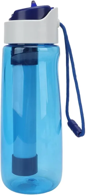 EVTSCAN 20 Ounce Premium Filtered Water Bottle, with 4-Stage Integrated Filter Straw, BPA Free ABS Plastic & Leakproof, for Fitness Gym Hiking Backpacking Travel Outdoor Sports