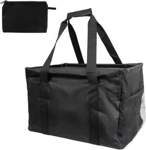 Extra Large Utility Tote Bag - Collapsible Tote with Wire Frame for Beach, Groceries, Travel - Includes 5x7 Bag