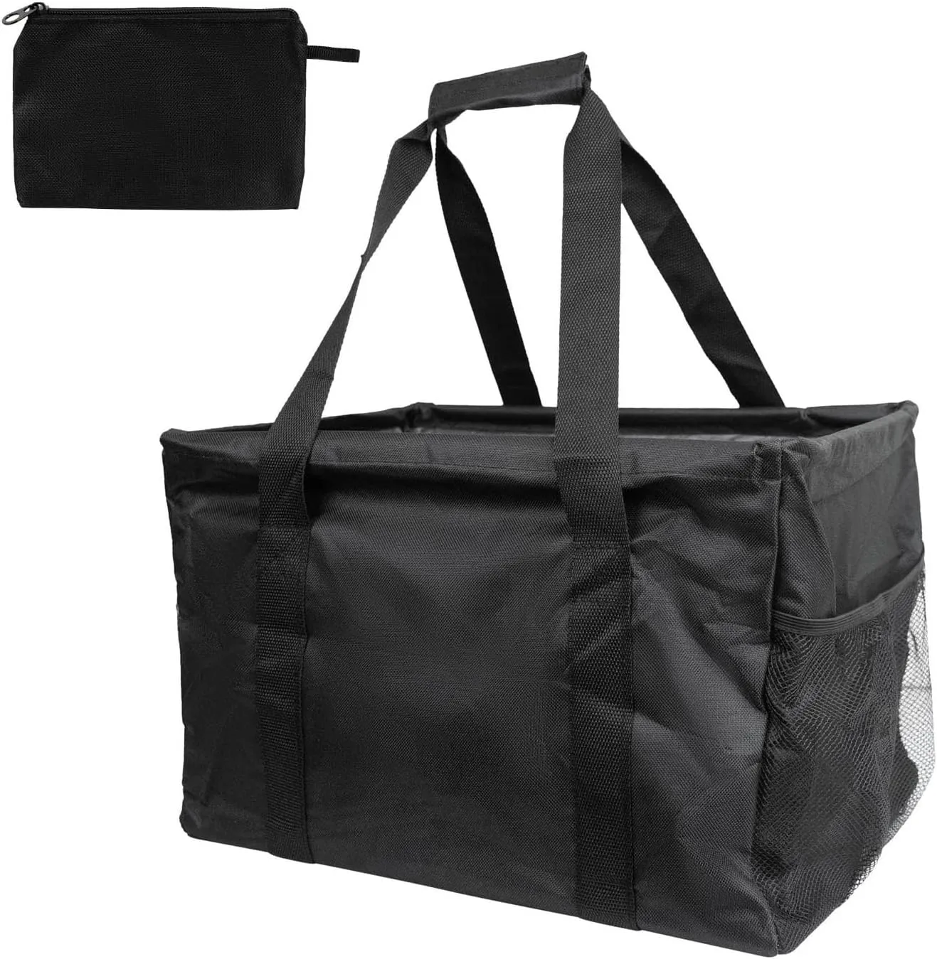 Extra Large Utility Tote Bag - Collapsible Tote with Wire Frame for Beach, Groceries, Travel - Includes 5x7 Bag