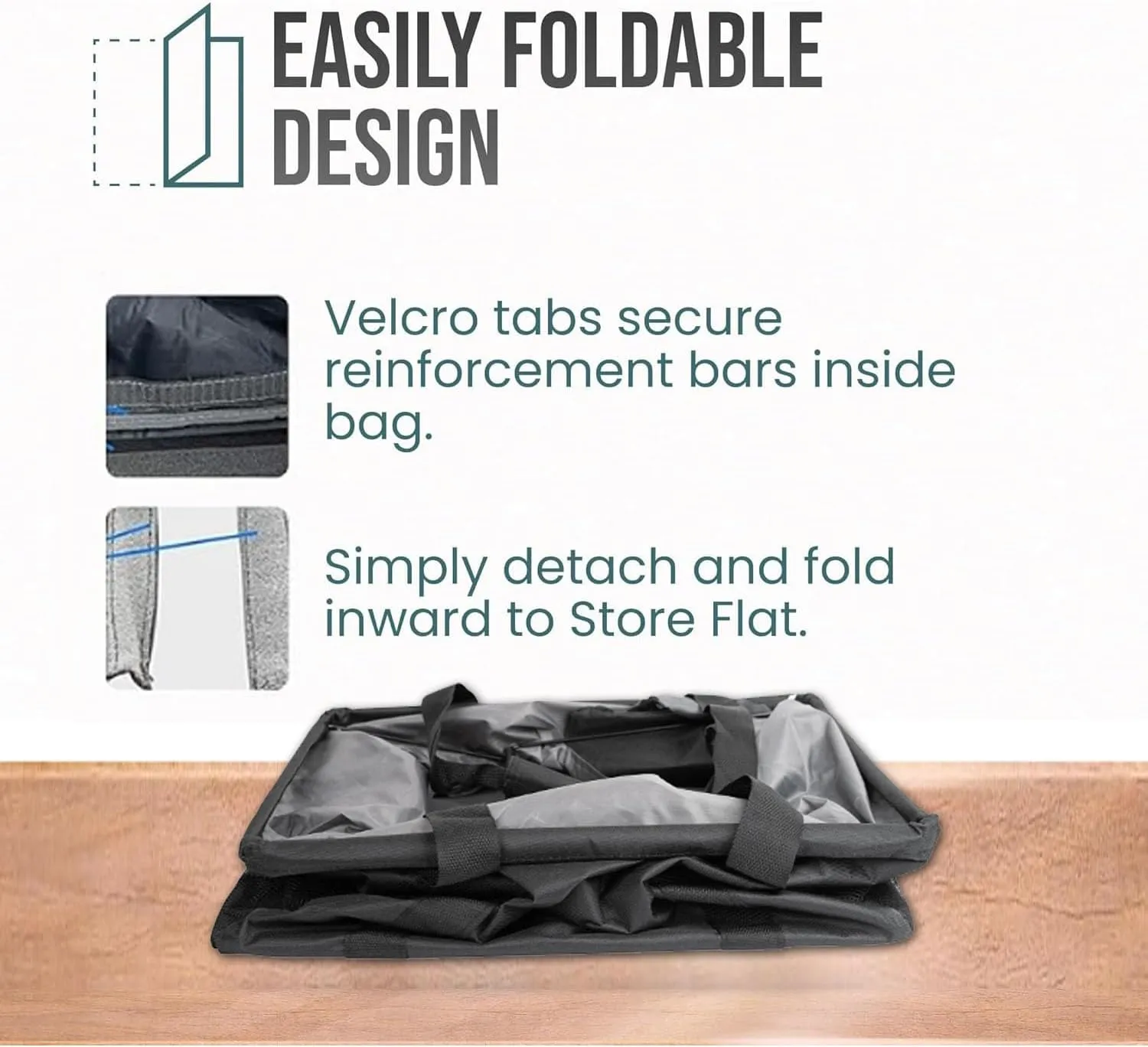 Extra Large Utility Tote Bag - Collapsible Tote with Wire Frame for Beach, Groceries, Travel - Includes 5x7 Bag