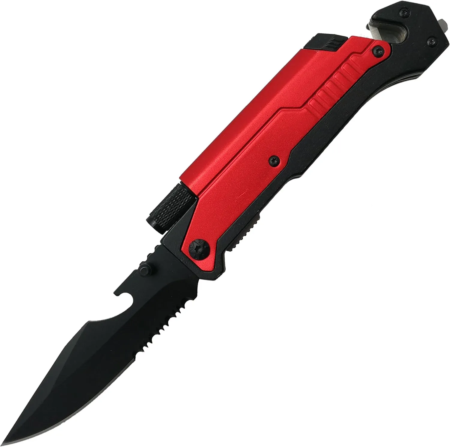 Falcon Spring Assisted Rescue Pocket Knife with Fire Starter and LED Flash Light