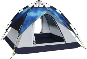 Family 3-4 Person Pop-Up Tent, Instant Waterproof & Sun Protection Shelter for Camping, Hiking, Climbing, Fishing – Portable Automatic Setup
