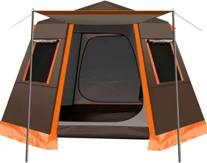 Family Outdoor Camping Tent Automatic Pop-Up Tent 3-4 Person Double Layer Instant Tent Easy Set Up Ideal Outdoor Gifts