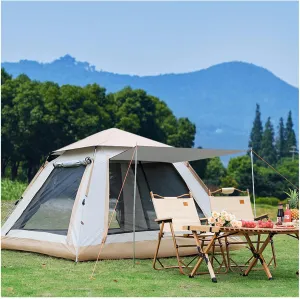Family Tent 4 Man Waterproof,Double Doors and Four Windows Dome Tent Light and Stable Popup Tent Waterproof for Family Camping,Hiking Party