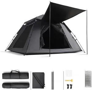 Family Tent with Moisture-Proof Pad,5000 mm Waterproof Dome Tent Light and Stable Dome Tent for Camping 4 Man