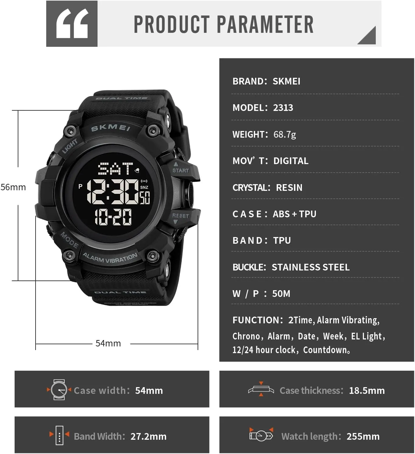 FANMIS Mens Military Multifunction Digital LED Watch Electronic Waterproof Alarm Quartz Sports Watch