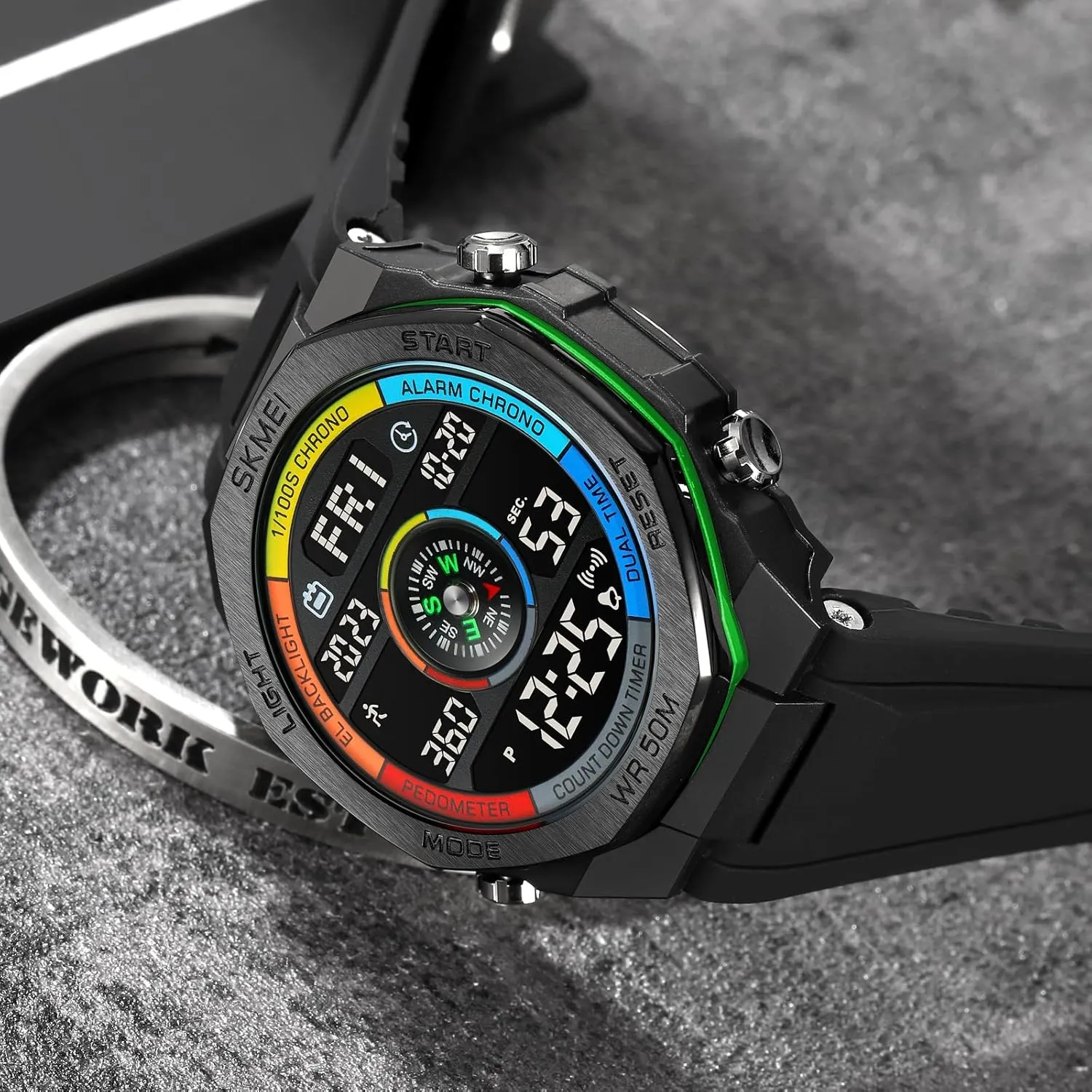 FANMIS Unisex Pedometer Watches Military Multifunctional 50M Waterproof Digital Outdoor Sports Watch