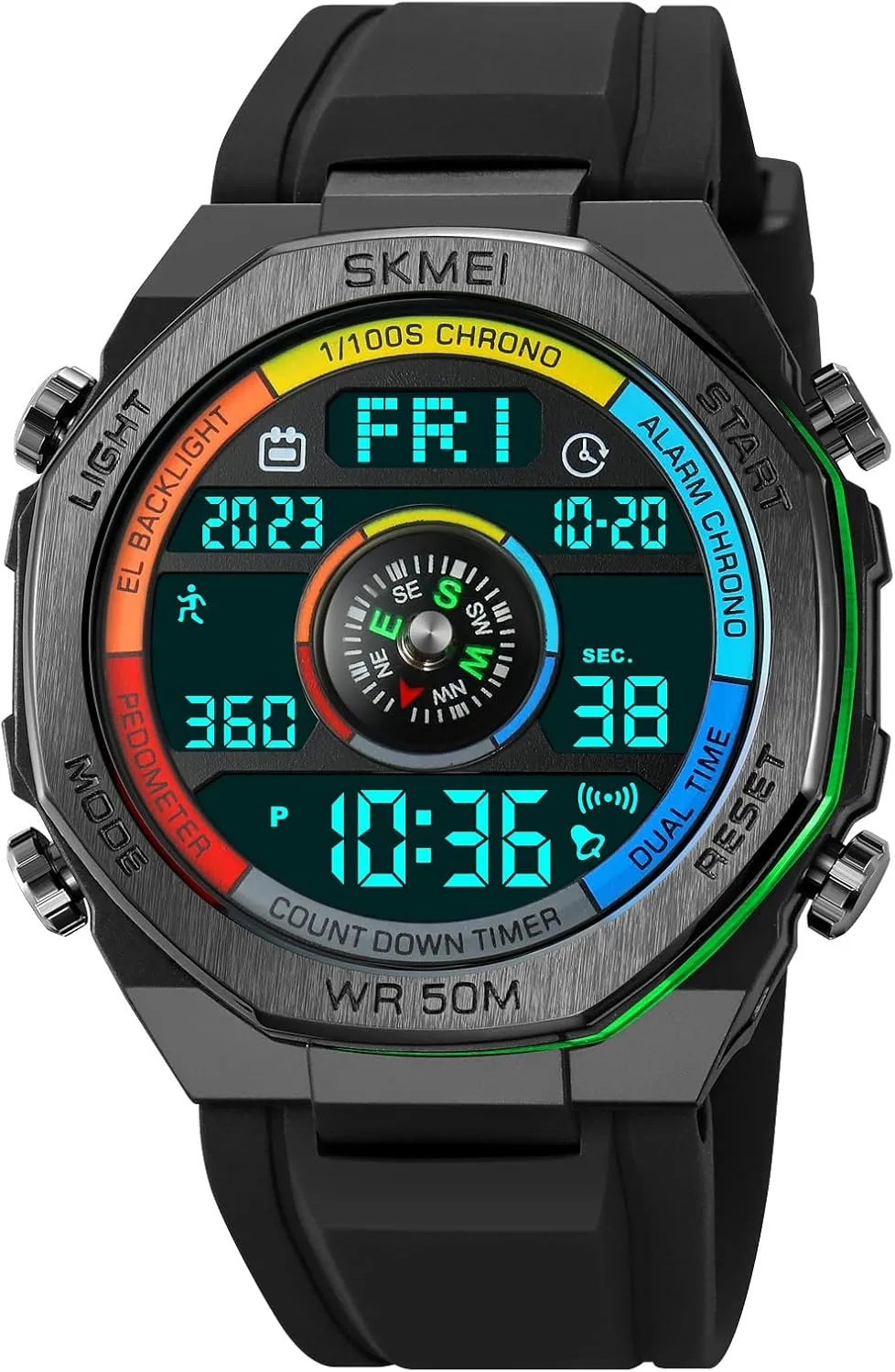 FANMIS Unisex Pedometer Watches Military Multifunctional 50M Waterproof Digital Outdoor Sports Watch