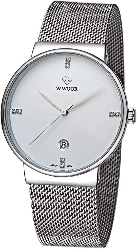 Fashion Business Quartz Watch for Men Analog Slim Waterproof Date Stainless Steel Mesh Band Elite Sports Watches