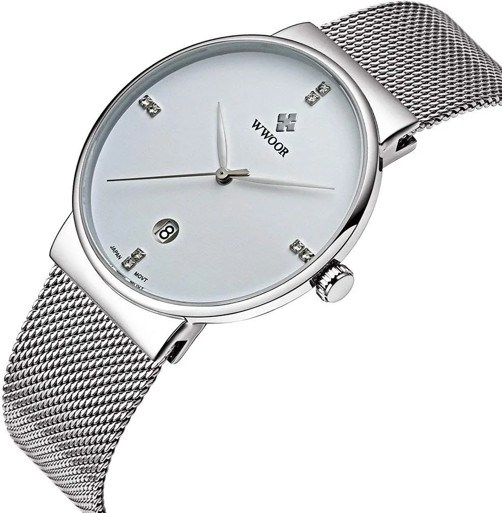 Fashion Business Quartz Watch for Men Analog Slim Waterproof Date Stainless Steel Mesh Band Elite Sports Watches