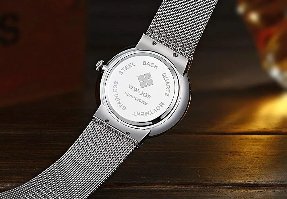 Fashion Business Quartz Watch for Men Analog Slim Waterproof Date Stainless Steel Mesh Band Elite Sports Watches