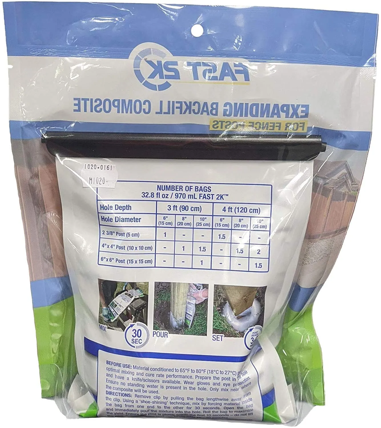 Fast 2K Fence Post Mix and Concrete Alternative and Replacement for Fence Post and Mail Post Installs. 32.8 oz Bag of Expanding Composite Footing Compound