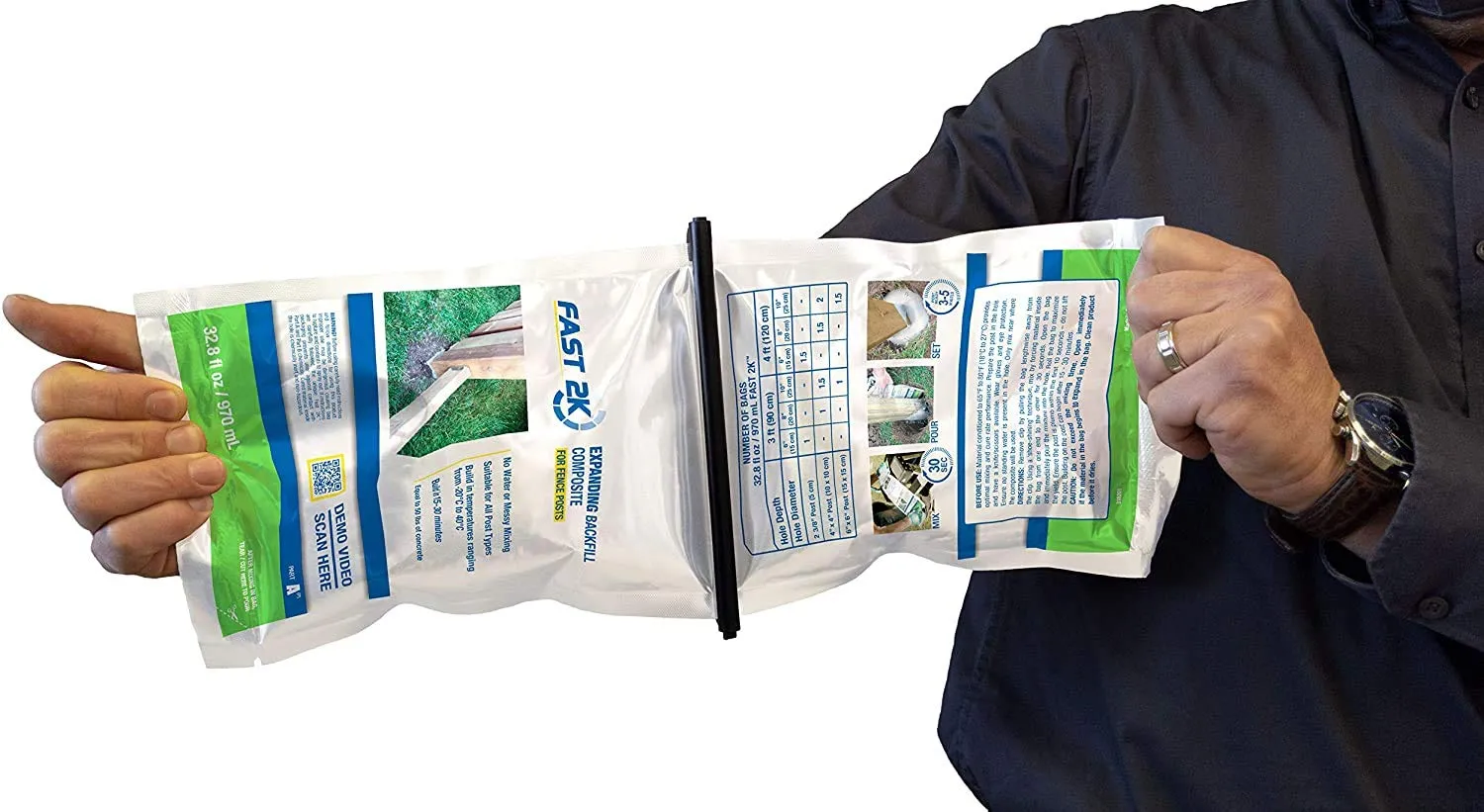 Fast 2K Fence Post Mix and Concrete Alternative and Replacement for Fence Post and Mail Post Installs. 32.8 oz Bag of Expanding Composite Footing Compound