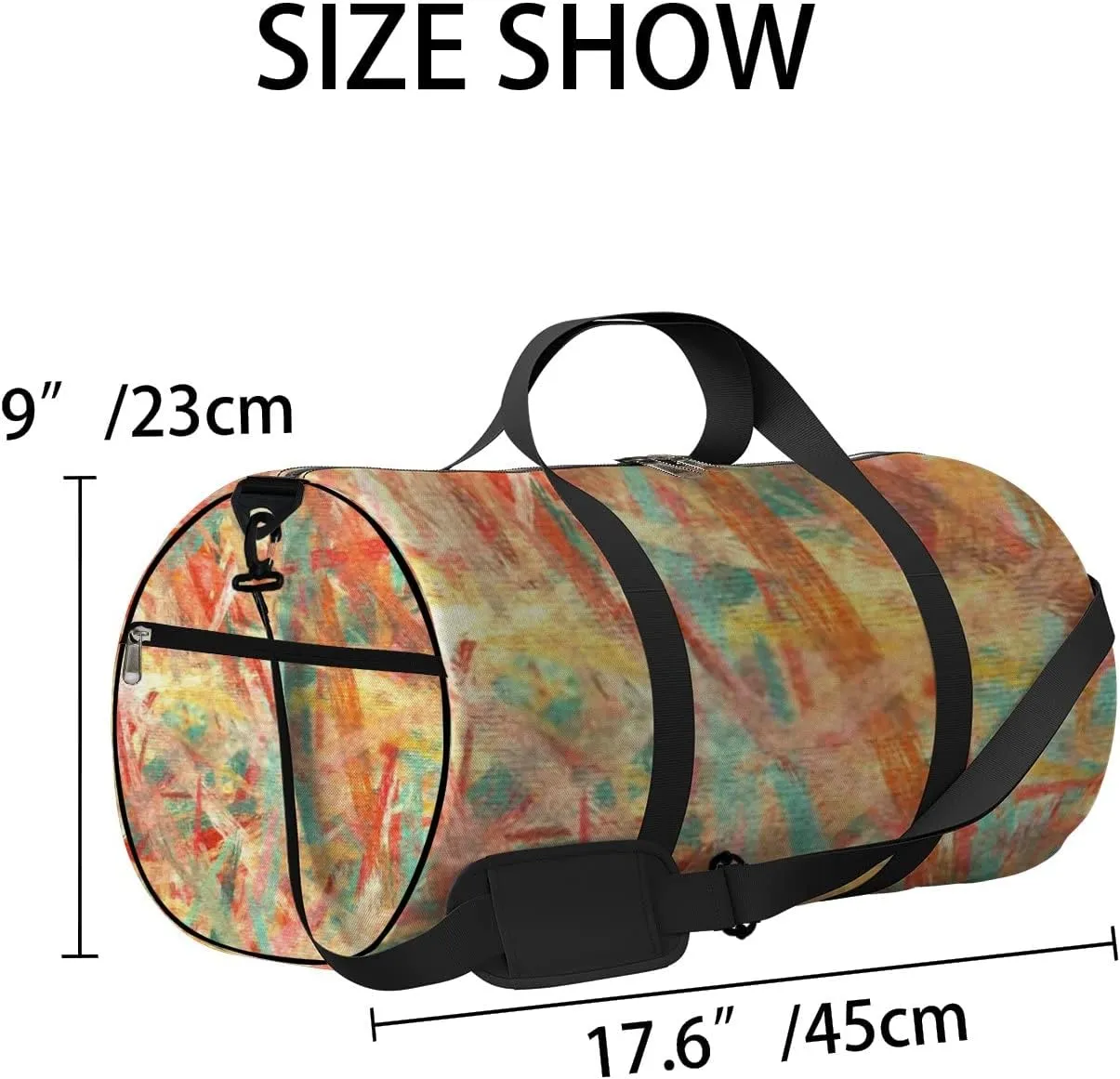 Faux Digital Paint Splatter Brushstroke Seamless Sports Bag Tote Bag Waterproof Gym Bag with Shoulder Strap Zipper 2 Side Pockets for Men and Women, Travel and Storage Shoulder Bag.