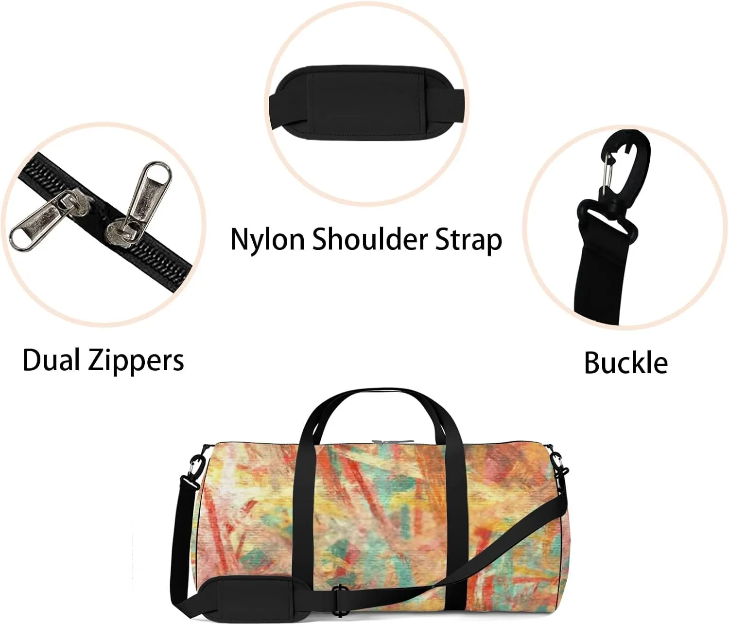 Faux Digital Paint Splatter Brushstroke Seamless Sports Bag Tote Bag Waterproof Gym Bag with Shoulder Strap Zipper 2 Side Pockets for Men and Women, Travel and Storage Shoulder Bag.