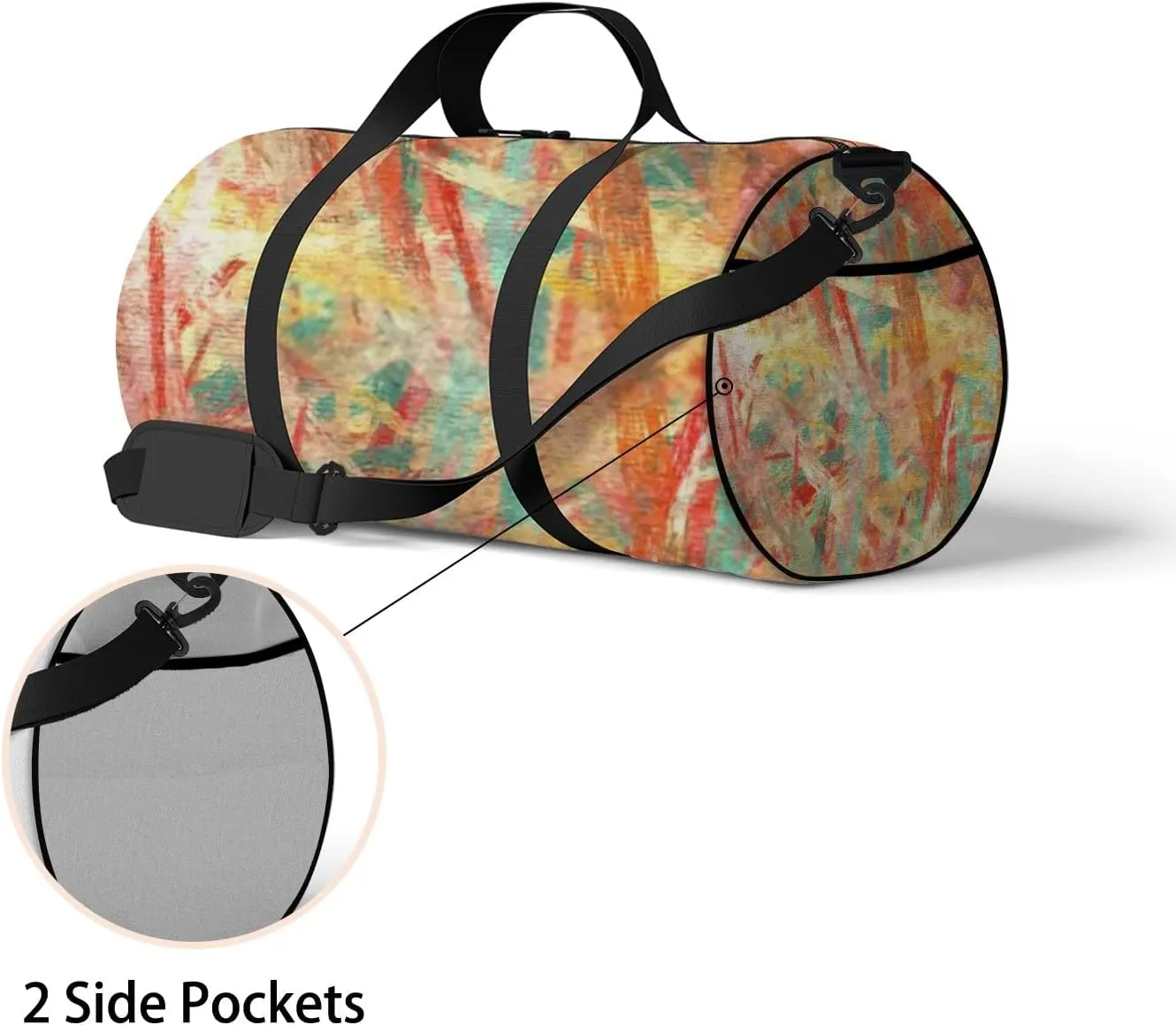 Faux Digital Paint Splatter Brushstroke Seamless Sports Bag Tote Bag Waterproof Gym Bag with Shoulder Strap Zipper 2 Side Pockets for Men and Women, Travel and Storage Shoulder Bag.