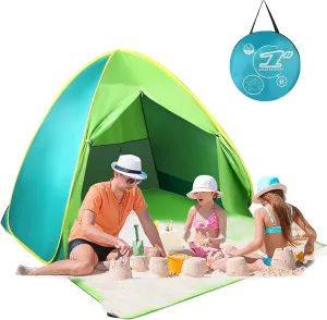 FBSPORT Beach Tent, UPF 50  Easy Pop Up Beach Shade, Sun Shelter Instant Portable Beach Tent Umbrella Baby Canopy Cabana with Carry Bag, Green