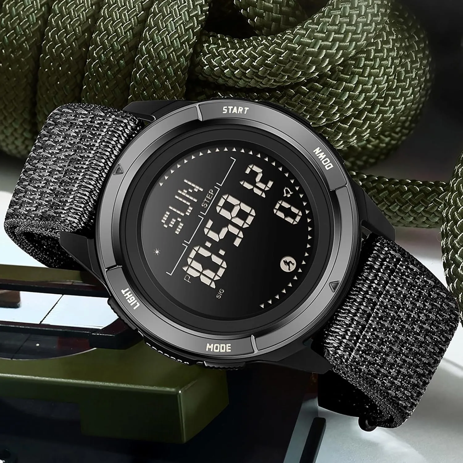 findtime Compass Tactical Watches for Men Women with Metronome Step Counter Countdown Dual Time Alarm Stopwatch Rubber Strap Lightweight Digital Waterproof Watch Orange